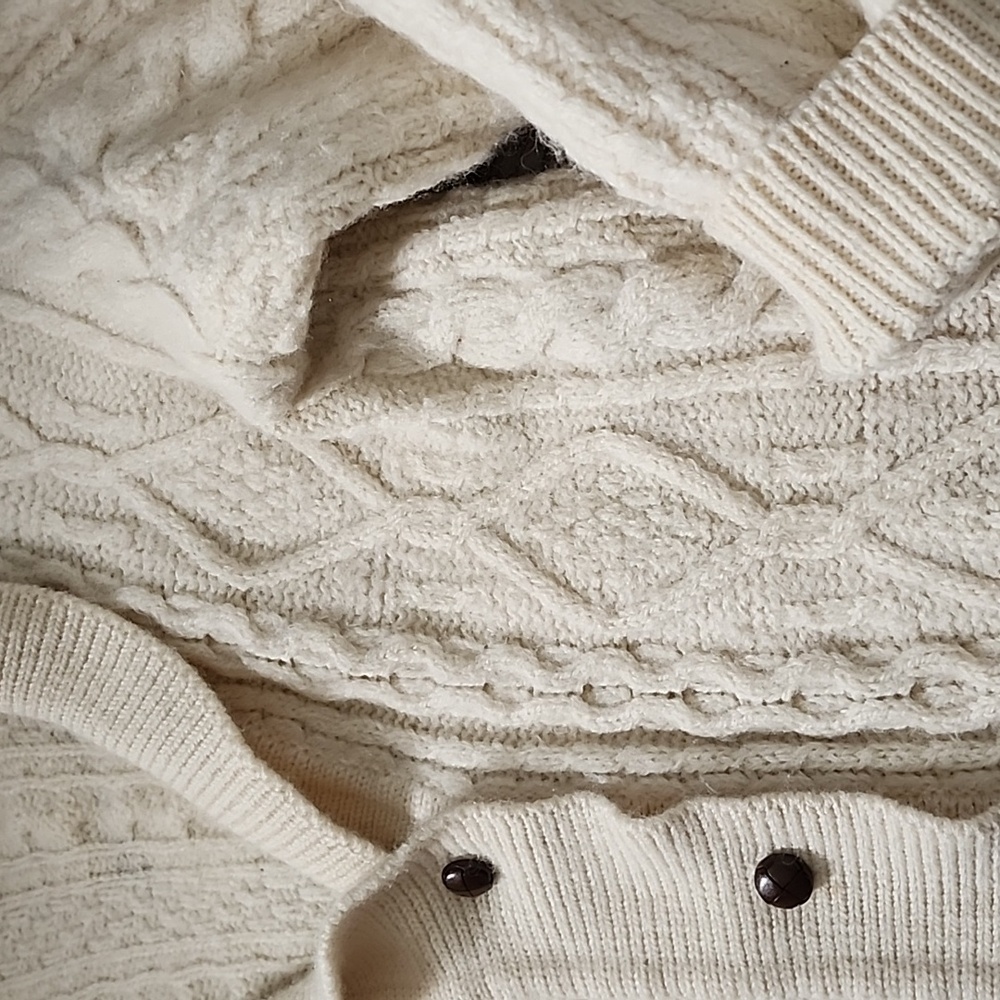 Vintage Irish Cladyknit Wool Aran Fisherman Cardigan Sweater - Picture 16 of 16